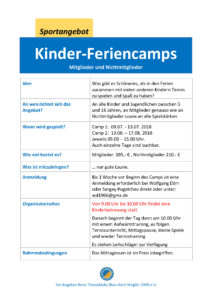 Kinder-Feriencamp 2 im August 2018 @ Tennisklub Blau-Gold Steglitz | Berlin | Berlin | Deutschland