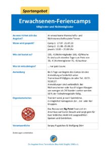 Erwachsenen-Feriencamp, Teil 1 @ Tennisklub Blau-Gold Steglitz e.V.